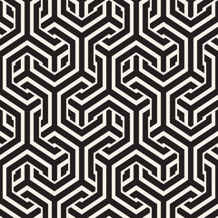 Vector Seamless Interlacing Lines Pattern. Repeating Geometric Background With Hexagonal Lattice.