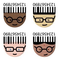 bar code in the form of cartoon characters with glasses