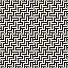 Interlacing Lines Maze Lattice. Ethnic Monochrome Texture. Vector Seamless Black and White Pattern