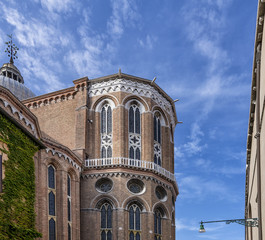 The exterior of the imposing apse of the Basilica of Santi Giovanni e Paolo, San Zanipolo, Castello, Venice, Italy