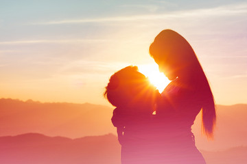 sillhouette couple love. Summer in love