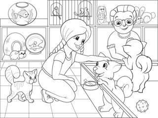 Children coloring cartoon contact zoo vector