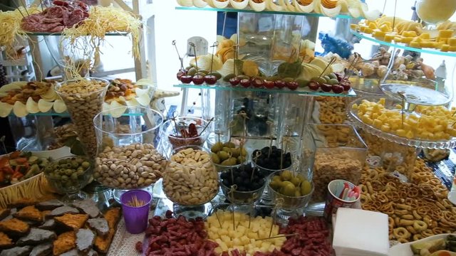 Delicious wedding reception candy bar dessert table