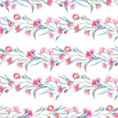 Watercolor eucalyptus vector pattern