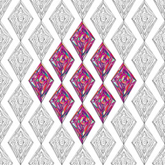 Hand drawn ornament pattern. Vector geometric tracery seamless background.