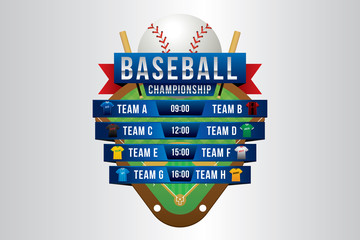 Vector of baseball championship with team competition background.