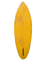  Vintage surfboard yellow color isolated on white - Retro styles 60's