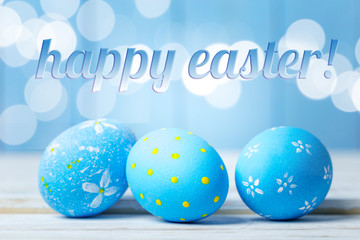 Easter eggs on wooden background