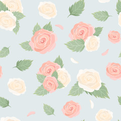 Seamless pattern with roses. Vector pattern with tender flowers