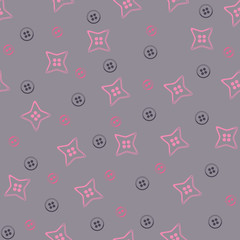 Lilac seamless pattern with pink buttons.