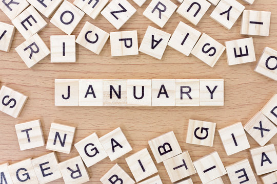 January words with wooden blocks