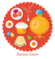 Set Russian national Easter food. Food illustration russian cuis