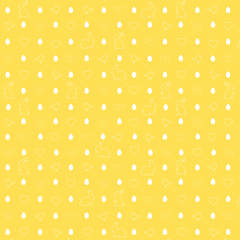 Seamless pattern with Easter symbols rabbit, bird, egg, heart,