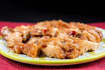 wok fried chicken stir fry with sweet peppers and chinese vegetables