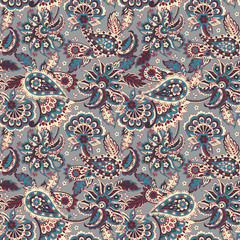 Paisley Floral ornamental Pattern. Seamless Arabic Ornament. Ornamental motifs of the Indian fabric patterns.