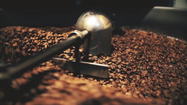 Close up shot of a coffee drying machine.