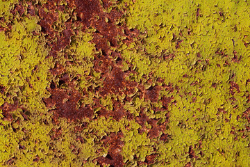 Texture of old rusty metal with remnants of paint