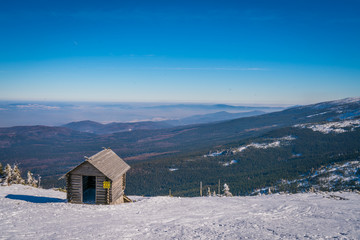 Wooden shelter on the mountain
