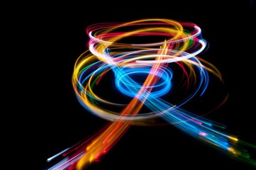 colored streaks of light in the dark