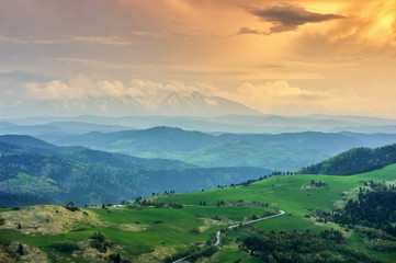 Fototapeta na wymiar Tatra mountains, view from peak Wysoki Wierch, Slovakia