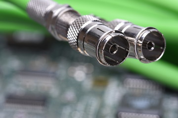 Coaxial Cables with Electronic Board in Background