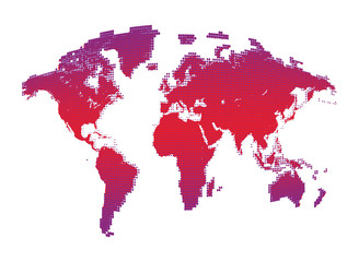 Isolated pink color worldmap of dots on white background, earth vector illustration