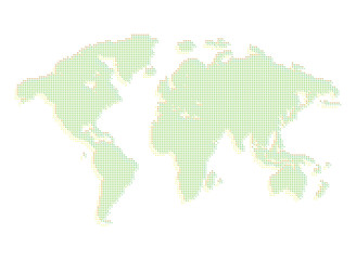 Fototapeta na wymiar Isolated green color worldmap of dots on white background, earth vector illustration