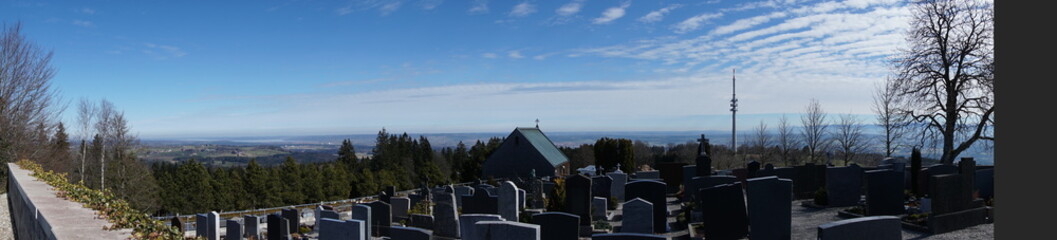 cemetery with wide view over bavaria