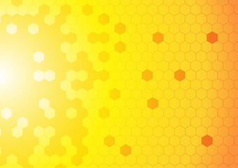 Vector : Hexagons on yellow and orange background