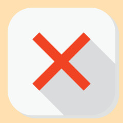 Obraz premium Delete close exit icon. Symbol for web application menu. Flat design button with long shadow.