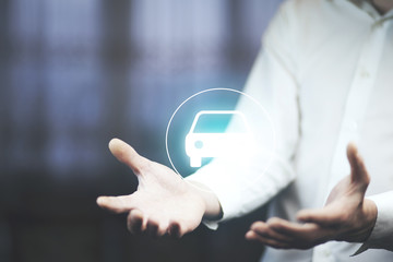 man hand car in  screen