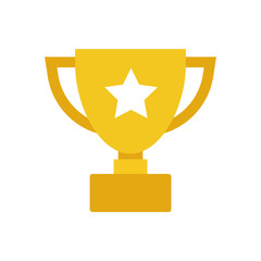 Trophy cup flat vector icon. Simple winner symbol. Gold illustration isolated on white background.