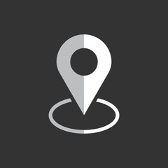 Pin icon vector. Location sign in flat style isolated on black background. Navigation map, gps concept.