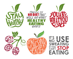 Set of health related messages in various shapes 