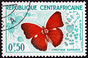 Postage stamp Central African Republic 1961 Cymothoe Sangaris, Butterfly
