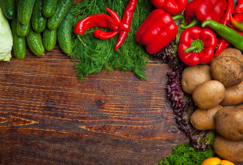 organic food background Vegetables in the basket