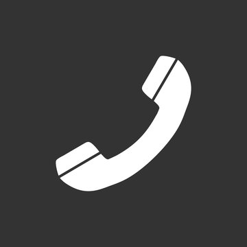 Phone icon vector, contact, support service sign isolated on black background. Telephone, communication icon in flat style.
