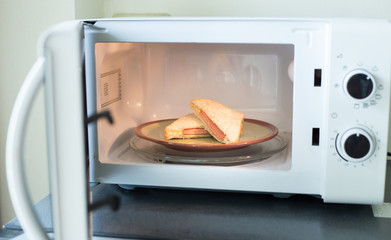 Ham cheese sandwiches in the microwave