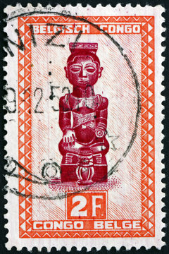 Postage stamp Belgian Congo 1948 Ndoha, Figure of Tribal King