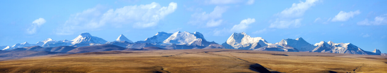 The Himalaya Mountains panorama 5000 meters high in Tibet