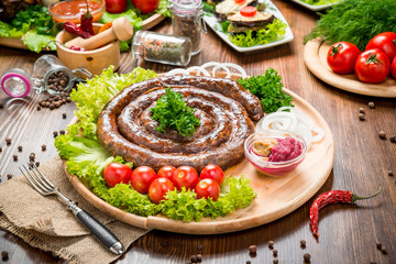 home fried sausage, Tasty and healthy food