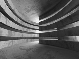Dark concrete empty room. Modern architecture design