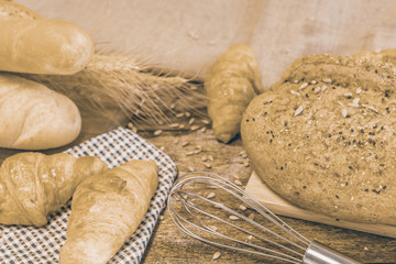 bread on wood background