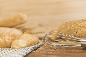 bread on wood background