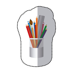 coloured pencils in jar icon, vector illustraction design image