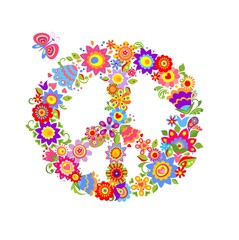 Colorful print with peace flower symbol