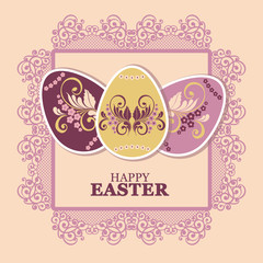 Easter Eggs with flower. Vector illustration, can be used for creating holiday greeting card, banner or poster