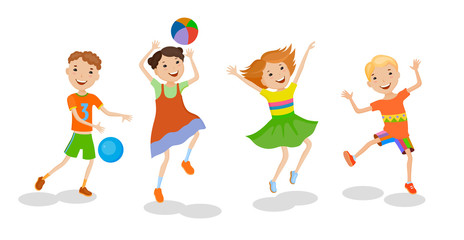 Illustration featuring playing kids