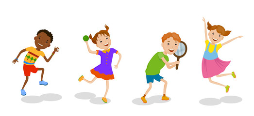 Illustration featuring playing kids