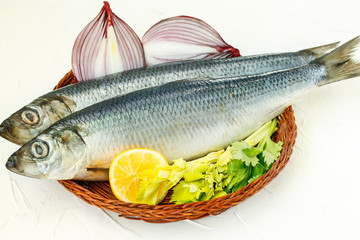 Salted herring with onion and celery